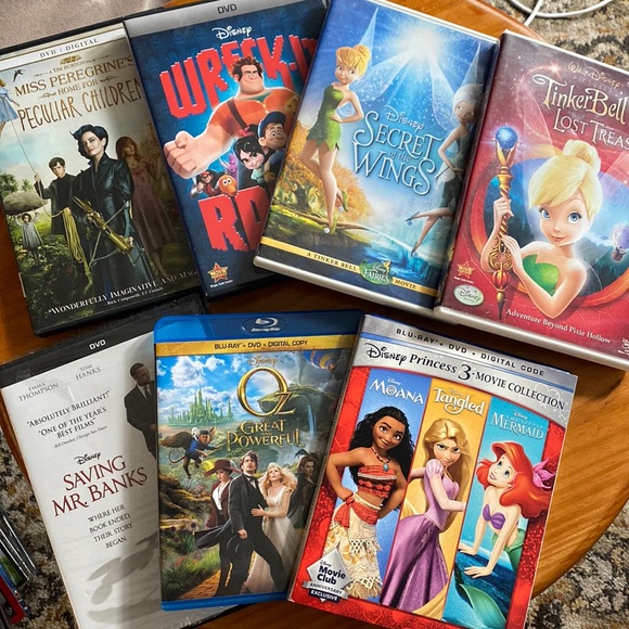 9 Disney Movie DVD Lot Moana Tangled The little Mermaid Tinker Bell Ralph - Picture 1 of 12